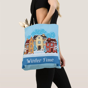 Winter Time Snowing Tote Bag