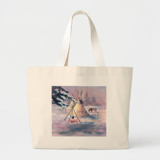 WINTER TIPI FIRE & APPALOOSA by SHARON SHARPE Large Tote Bag