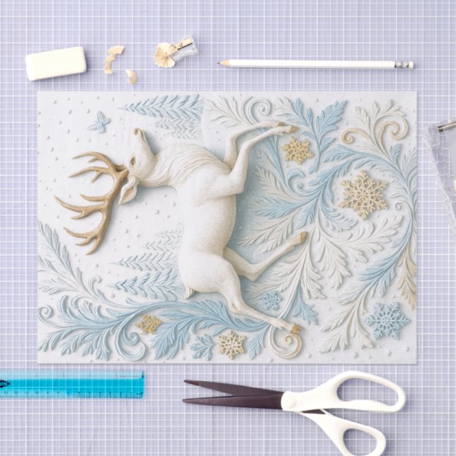 Winter to Spring Stag Chasing Butterfly  Tissue Paper (Craft)
