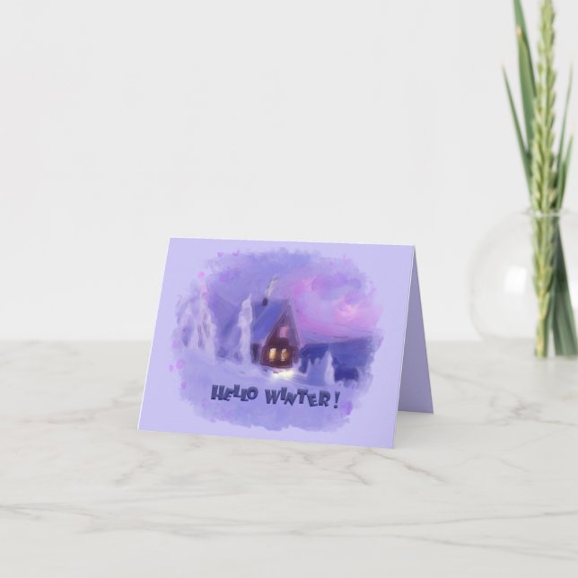 Winter Top Of The Mountains Chalet White Firs Holi Holiday Card (Front)