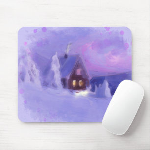 Winter Top Of The Mountains Chalet White Firs Mouse Mat