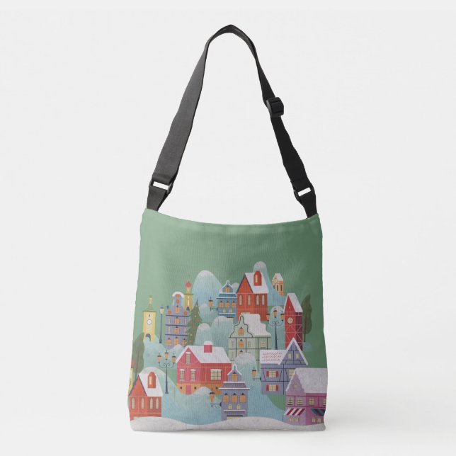 Winter Town Christmas Crossbody Bag (Front)