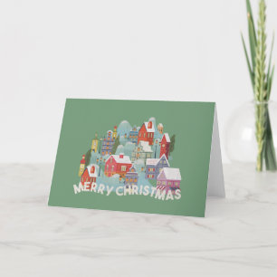 Winter Town Christmas Greetings Thank You Card