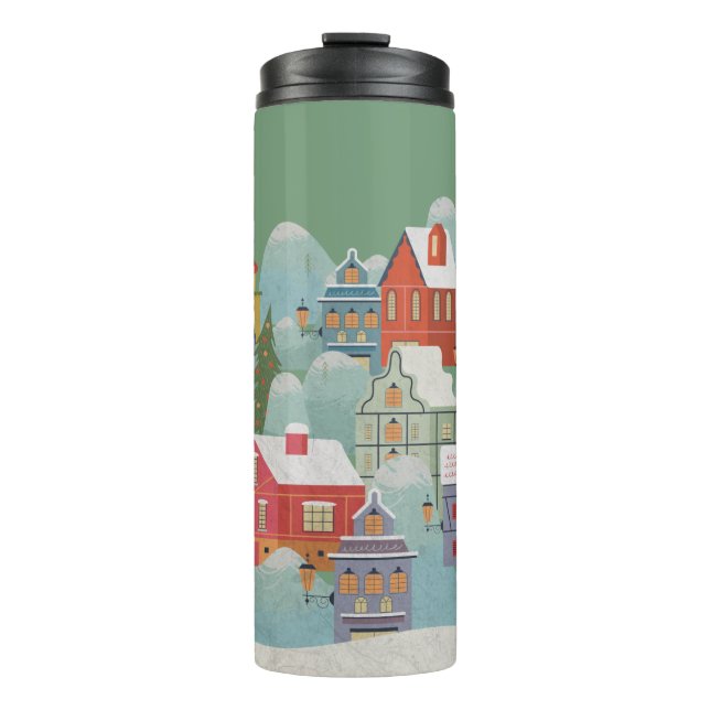 Winter Town Christmas Thermal Tumbler (Front)