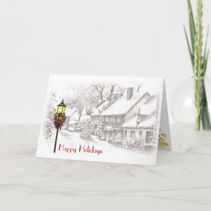 Winter Town Greeting  Holiday Card
