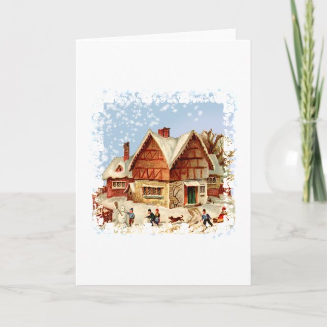 winter town holiday card (Front)