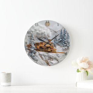 Winter train journey, elegance large clock
