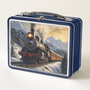 Winter Train Metal Lunch Box