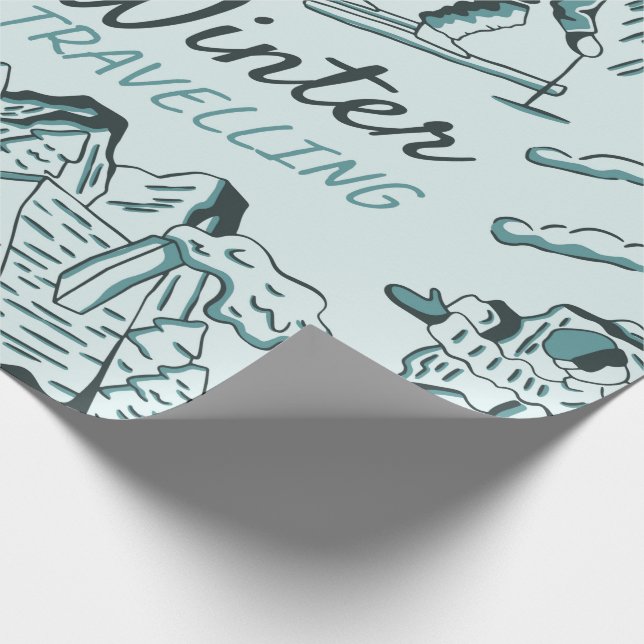 Winter Travel Illustration Wrapping Paper (Corner)