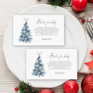 Winter tree bow elegant baby book request enclosure card