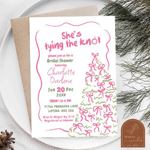 Winter Tree Bow Tying The Knot Bridal Shower Invitation