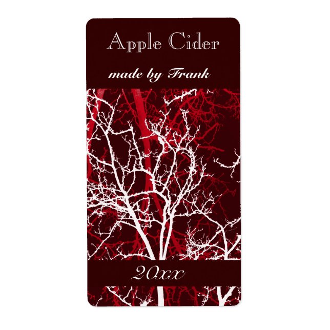 winter tree branches apple cider label (Front)
