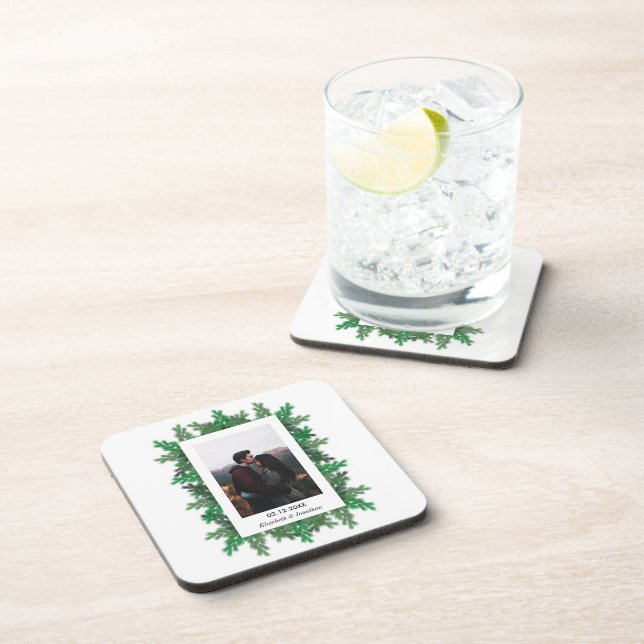 Winter Tree Branches Photo Wedding Coaster (Right Side)