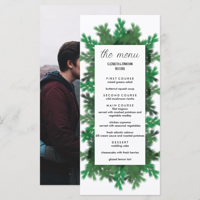 Winter Tree Branches Photo Wedding Menu (Front/Back)
