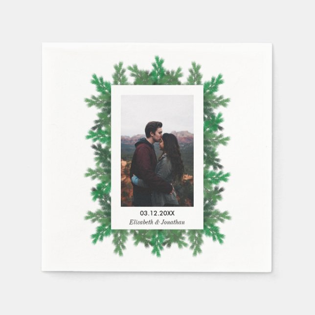 Winter Tree Branches Photo Wedding Napkin (Front)