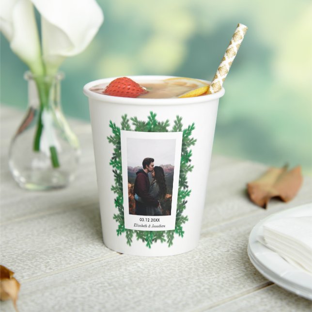 Winter Tree Branches Photo Wedding Paper Cups (Insitu)
