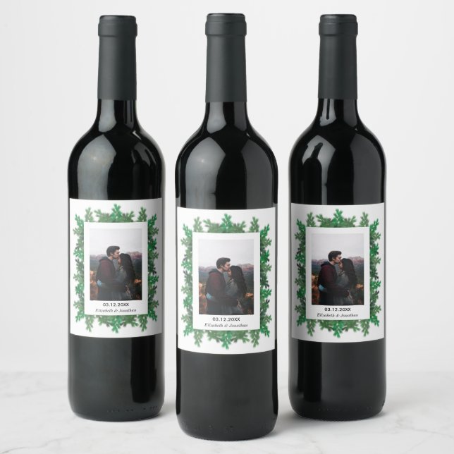 Winter Tree Branches Photo Wedding Wine Label (Bottles)