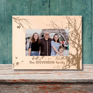 Winter Tree Family Name Laser Etched Picture Frame