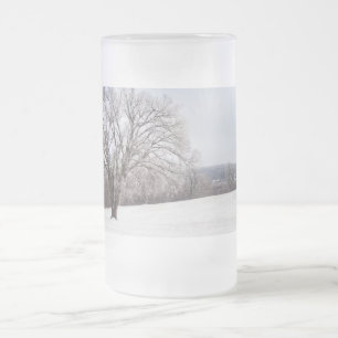 Winter Tree Frosted Glass Beer Mug