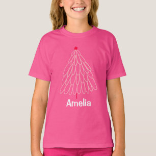 Winter Tree Girls Kids Personalised Name T-Shirt