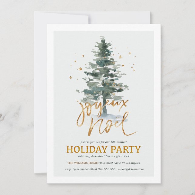 Winter tree Holiday party invitation (Front)