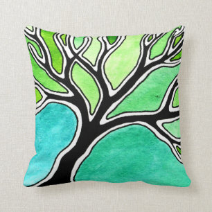 Winter Tree in Green Tones Cushion