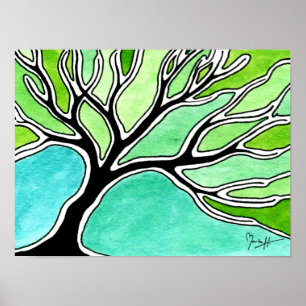 Winter Tree in Green Tones Poster