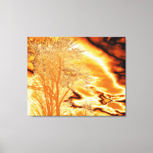 Winter Tree in Molten Gold on Wrapped Canvas Print