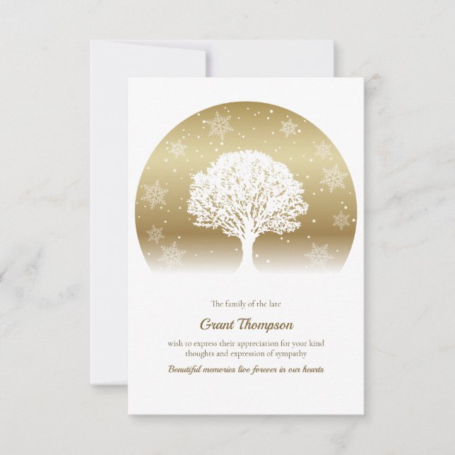Winter Tree of Life Sympathy Thank You Card (Front)