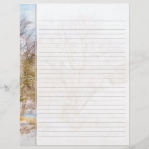 Winter Tree Scene Art Writing Paper