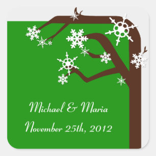 Winter Tree Snowflake Envelope Seals / Stickers