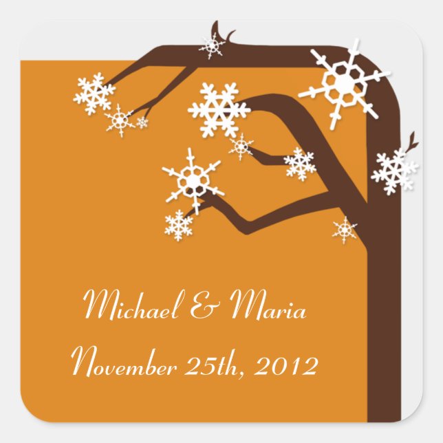 Winter Tree Snowflake Envelope Seals / Stickers (Front)