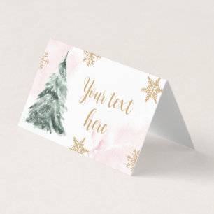 Winter Tree Snowflakes Food Label Onederland Pink Business Card