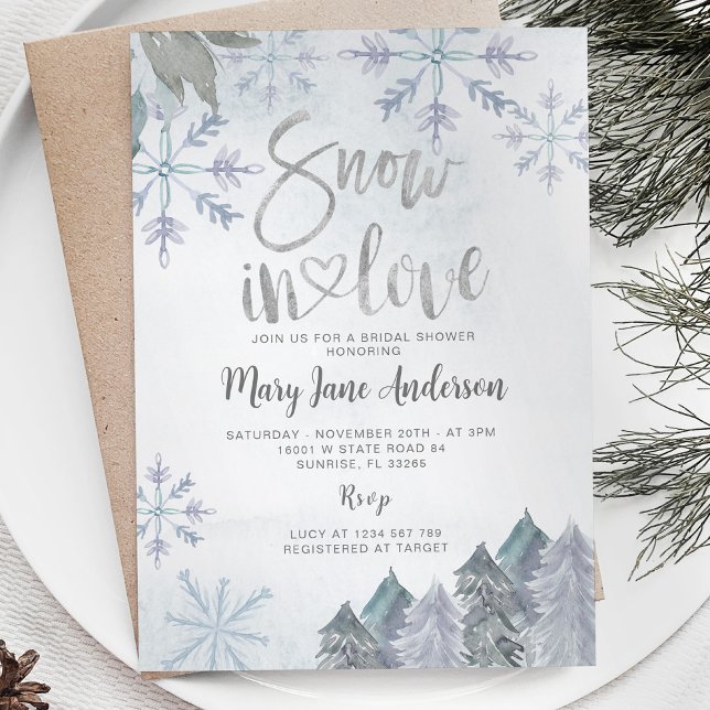 Winter Tree Snowflakes Snow in love Bridal Shower Invitation (Creator Uploaded)