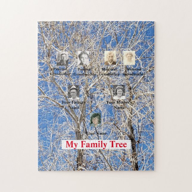 Winter Tree Three Generation Family Tree Photos Jigsaw Puzzle (Vertical)