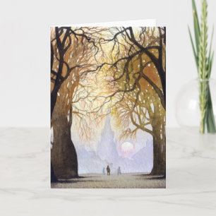 Winter tree tunnel holiday card