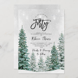 winter trees 40th birthday invitation