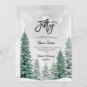 winter trees 50th birthday invitation