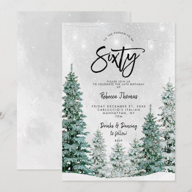 winter trees 60th birthday invitation (Front/Back)