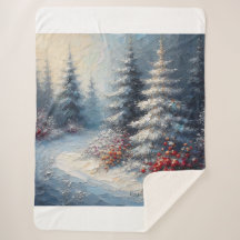 Winter Trees and Flowers Blanket