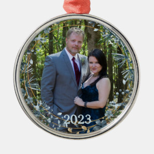 Winter Trees and Plants Photo Year Metal Tree Decoration