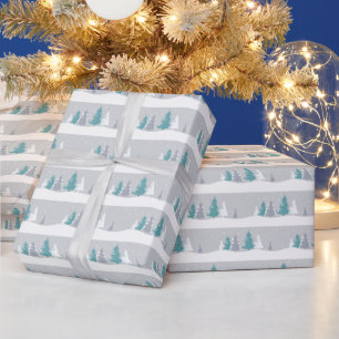 Winter Trees and Snow Light Grey Pattern Wrapping Paper