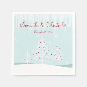 Winter Trees and Snowflakes Wedding Napkin