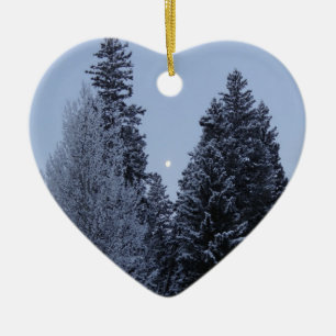 Winter Trees at Dawn Montana Landscape Ceramic Tree Decoration