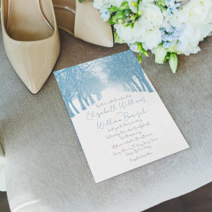 Winter Trees Avenue Elegant Wedding Invitation