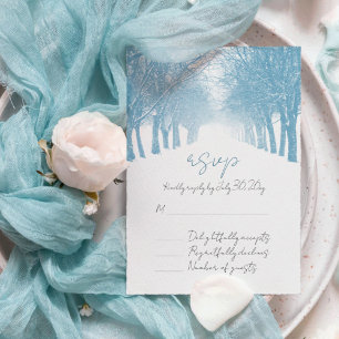 Winter Trees Avenue Elegant Wedding RSVP Card
