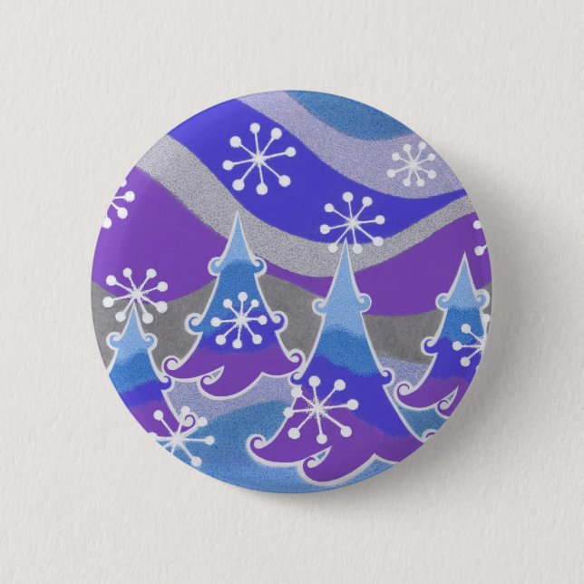 Winter Trees blue button badge (Front)