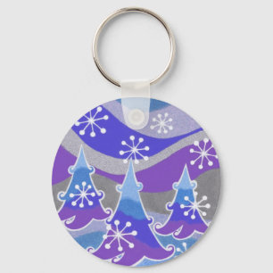Winter Trees Blue keychain