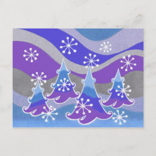 Winter Trees blue postcard
