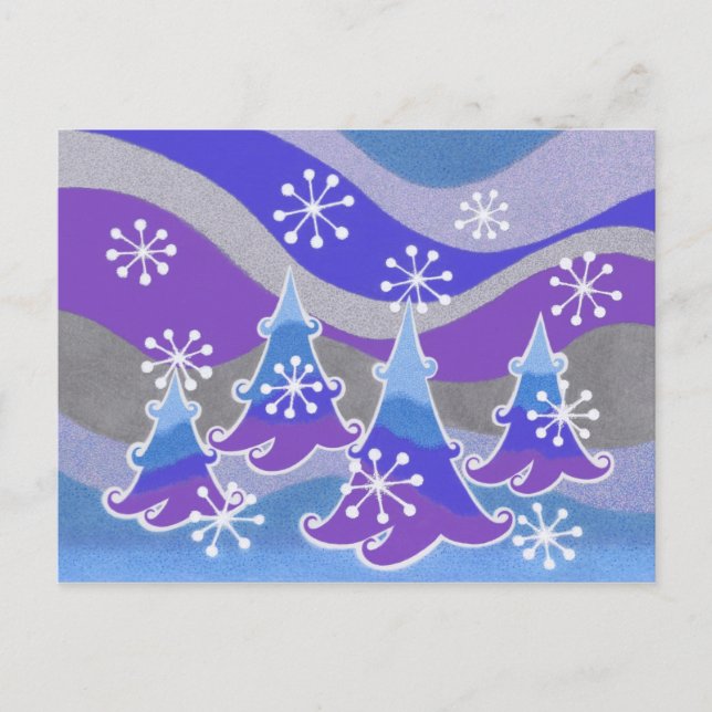 Winter Trees blue postcard (Front)